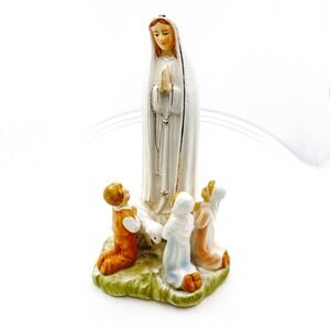 Vintage Sanmyro Japan Our Lady of Fatima Figurine Children Lamb 6.5" Religious